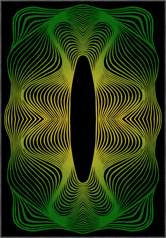 Optio Black Green Futuristic Rug