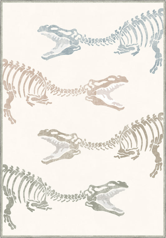 Daxon White Dinosaur Rug