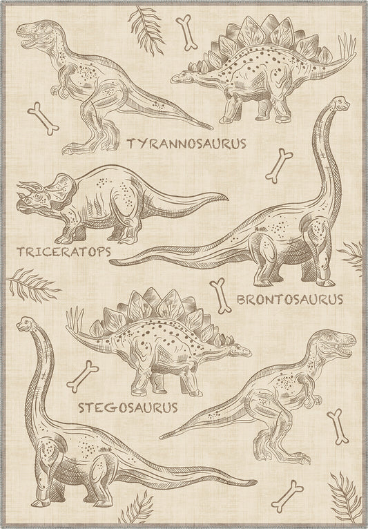 Daxon Beige Dinosaur Rug