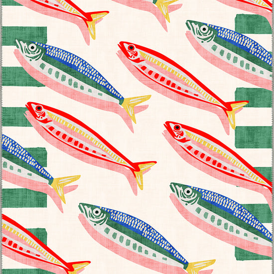Colorful fish patterned bath mat.