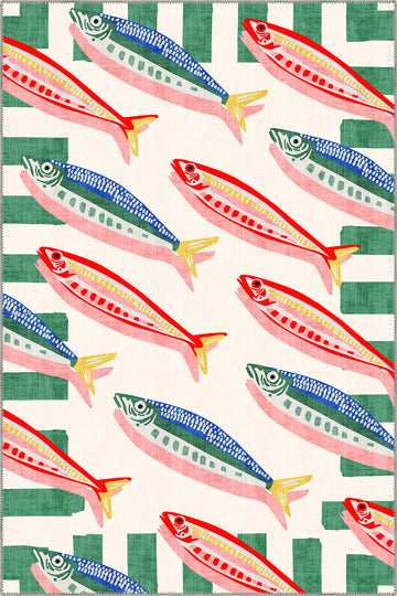 Colorful fish patterned bath mat.