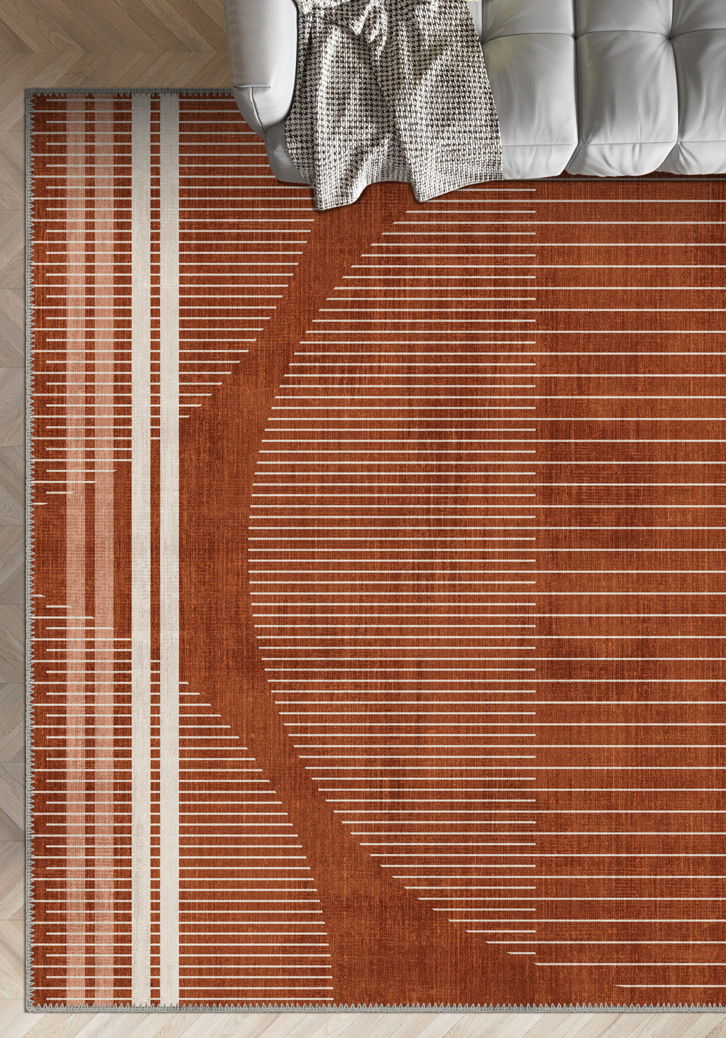 Terracotta rug for living room.