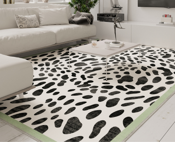 Black and white rugs can sport animal patterns