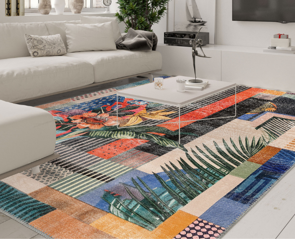 Multi coloured rugs bring vibrant energy and playful style to any room.