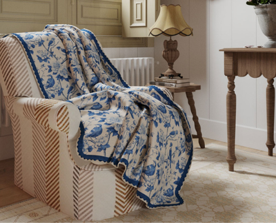 A throw blanket on a sofa