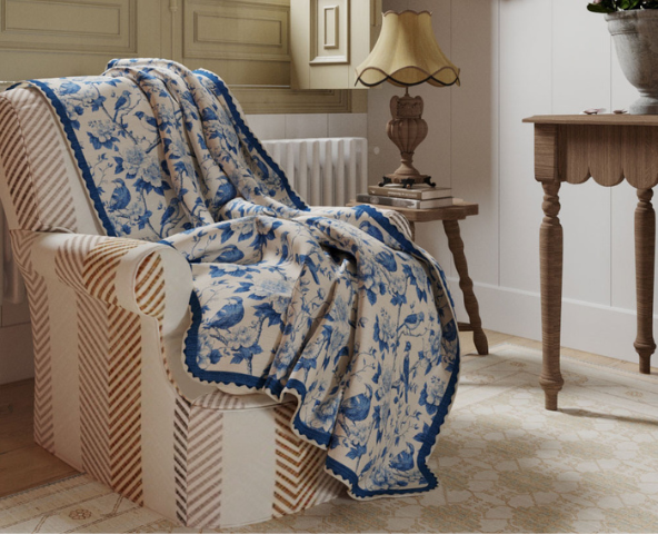A throw blanket on a sofa