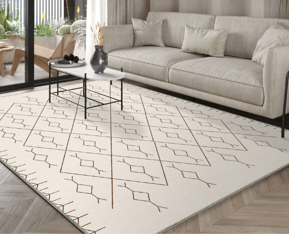 White rug in a living room