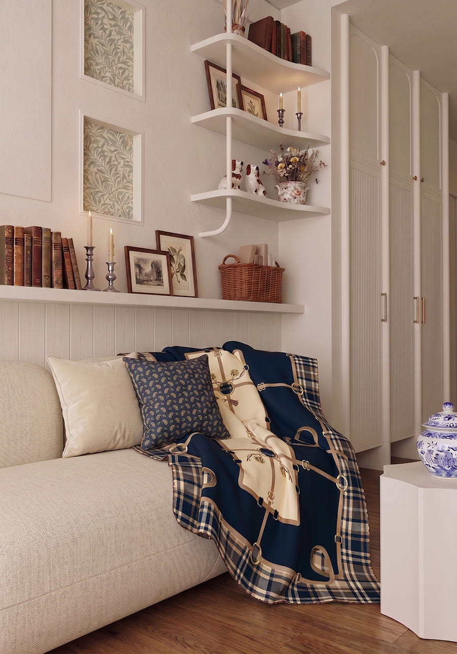 Evelston Navy Blue Throw Blanket