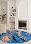 Zane Blue Abstract Washable Rug