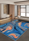 Zane Blue Abstract Washable Rug