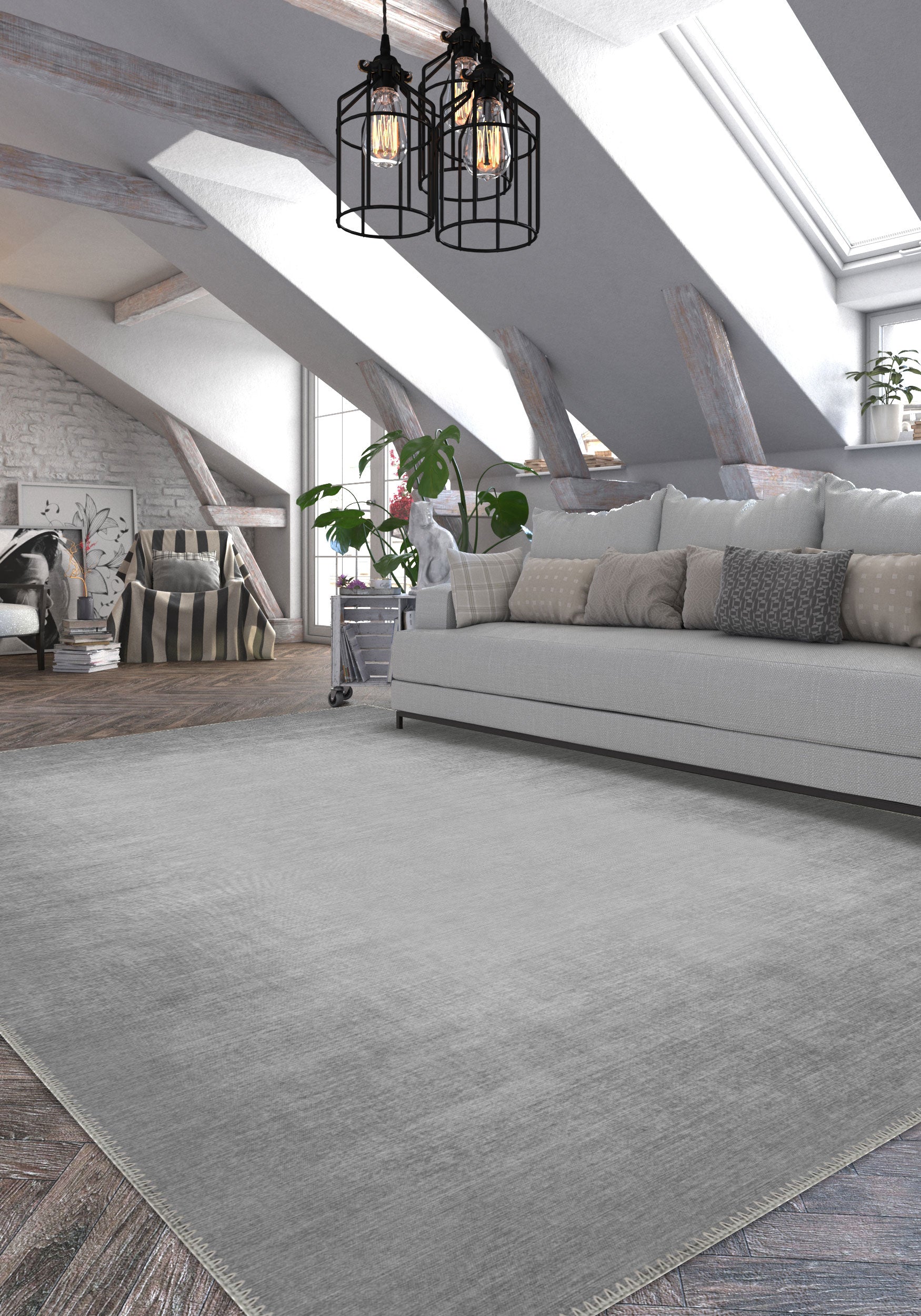 Olivia Grey Bordered Rug