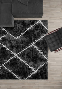 Freya Black Geometric Rug