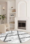 Freya White Geometric Washable Rug