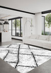 Freya White Geometric Washable Rug