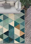 Faelanor Blue Geometric Washable Rug