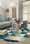 Faelanor Blue Geometric Washable Rug