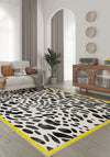 Dalmatian Yellow Bordered Animal Print Rug