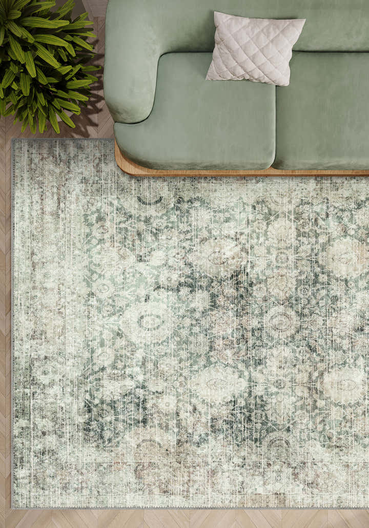 Ethan Green Erased Rug
