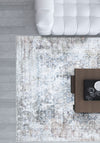 Ethan Brown Blue Erased Rug