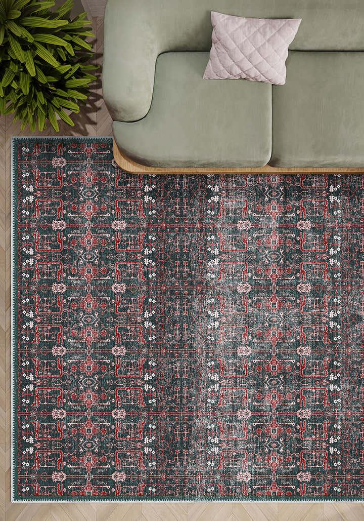 Gaia Washable Teal Rug