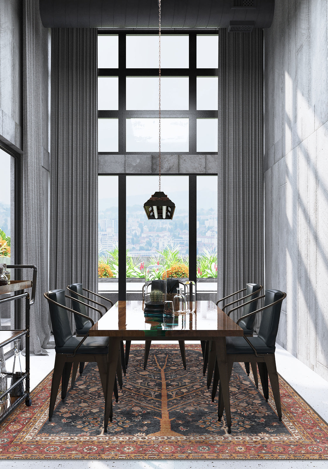 Used USA vintage Rug Mat インテリア nuLOOM Sidney Machine Washable Vintage Diamond Area Rug, 5x8, Blue