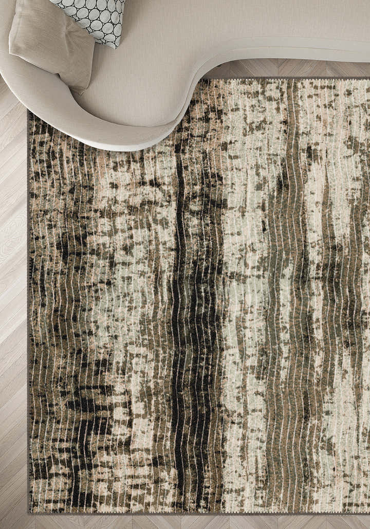 Anna Washable Abstract Green Rug