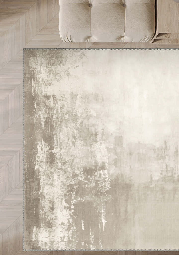 Gabriella Cream Abstract Washable Rug