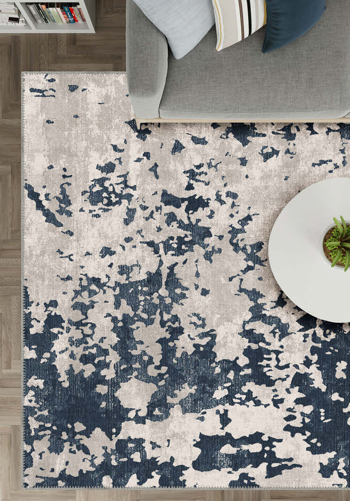 Grant Blue Abstract Washable Rug