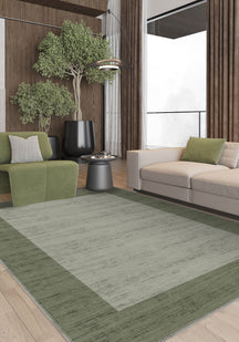 Savannah Bordered Green Rug