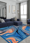 Zane Blue Abstract Washable Rug