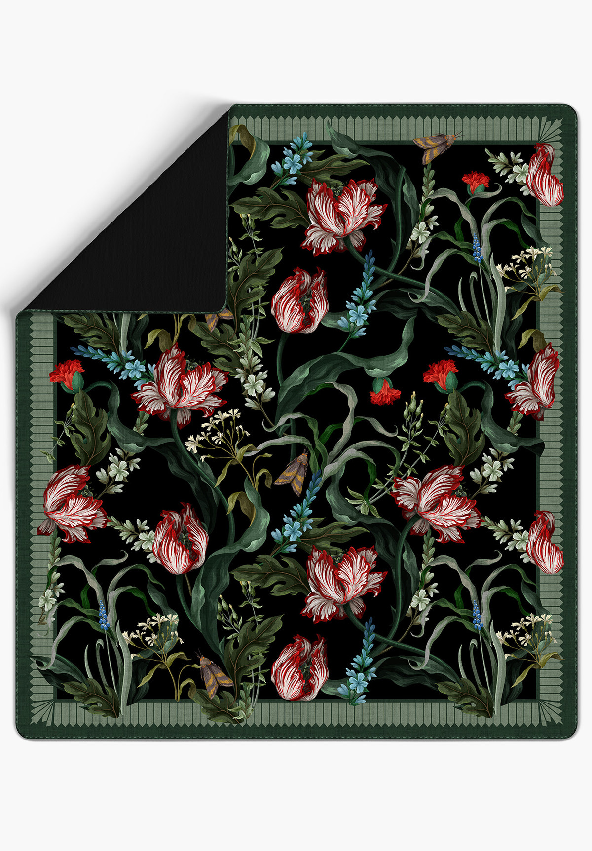 Evelina Botanical Black Bedspread Blanket