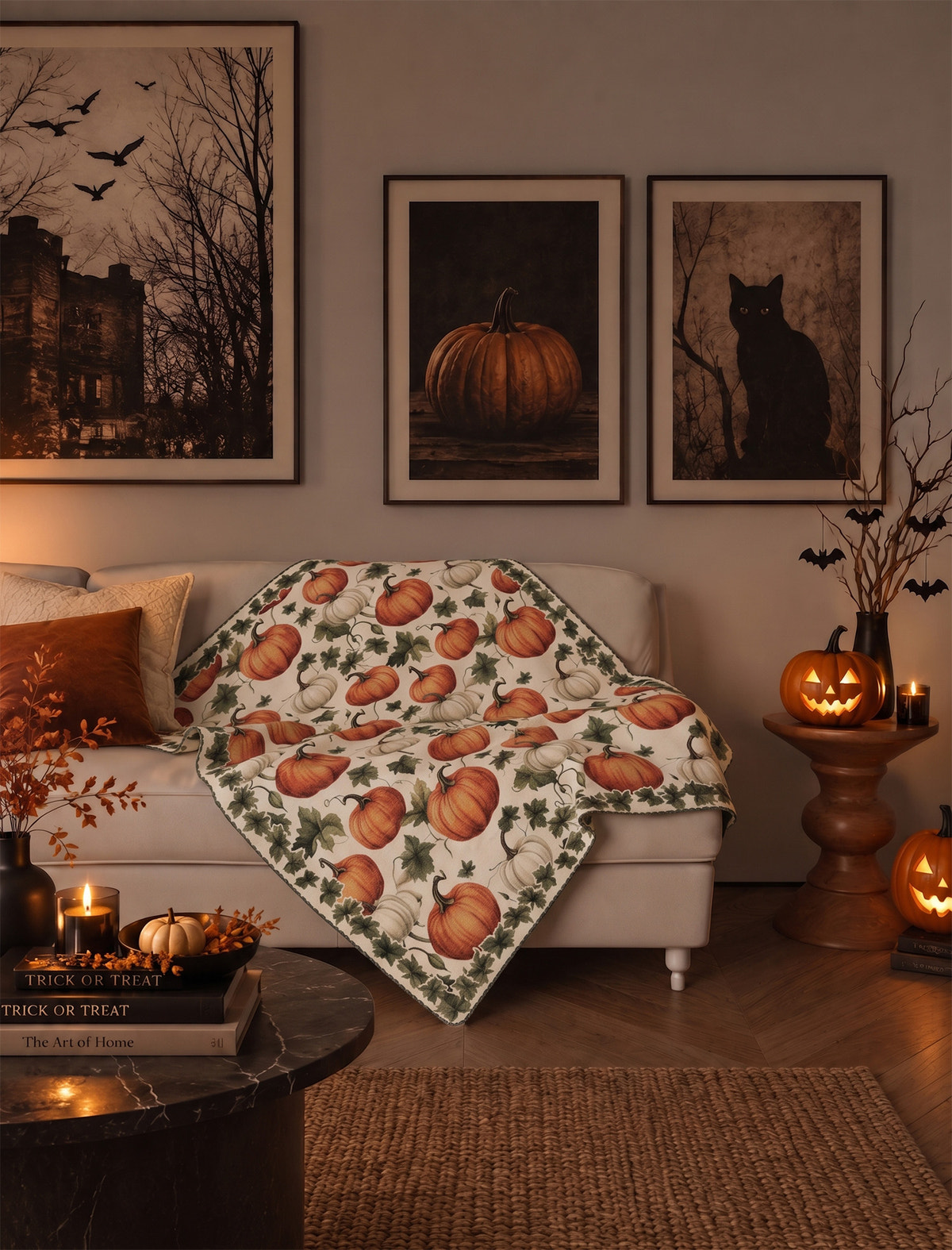 Fall Pumpkin Halloween Blanket