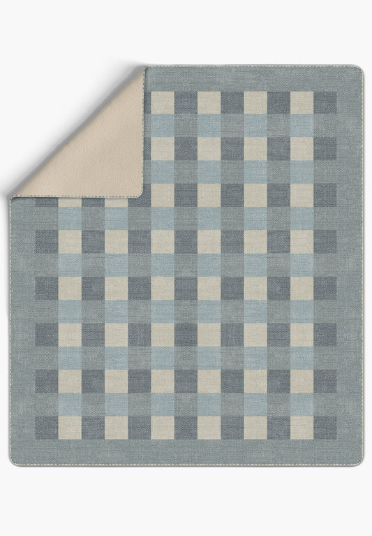 Liam Grey Blue Tartan Blanket