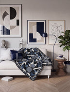 Zinnia Gray Blue Leaf Blanket
