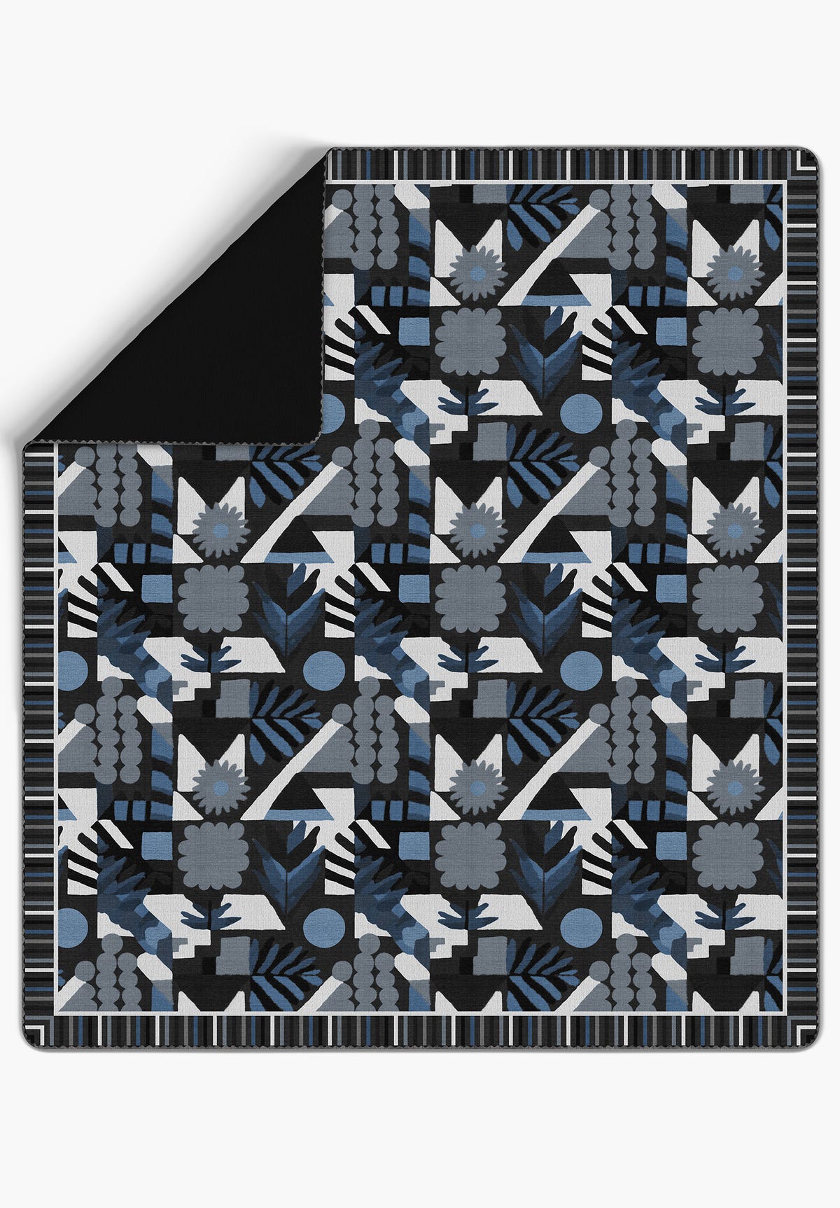 Zinnia Gray Blue Leaf Blanket