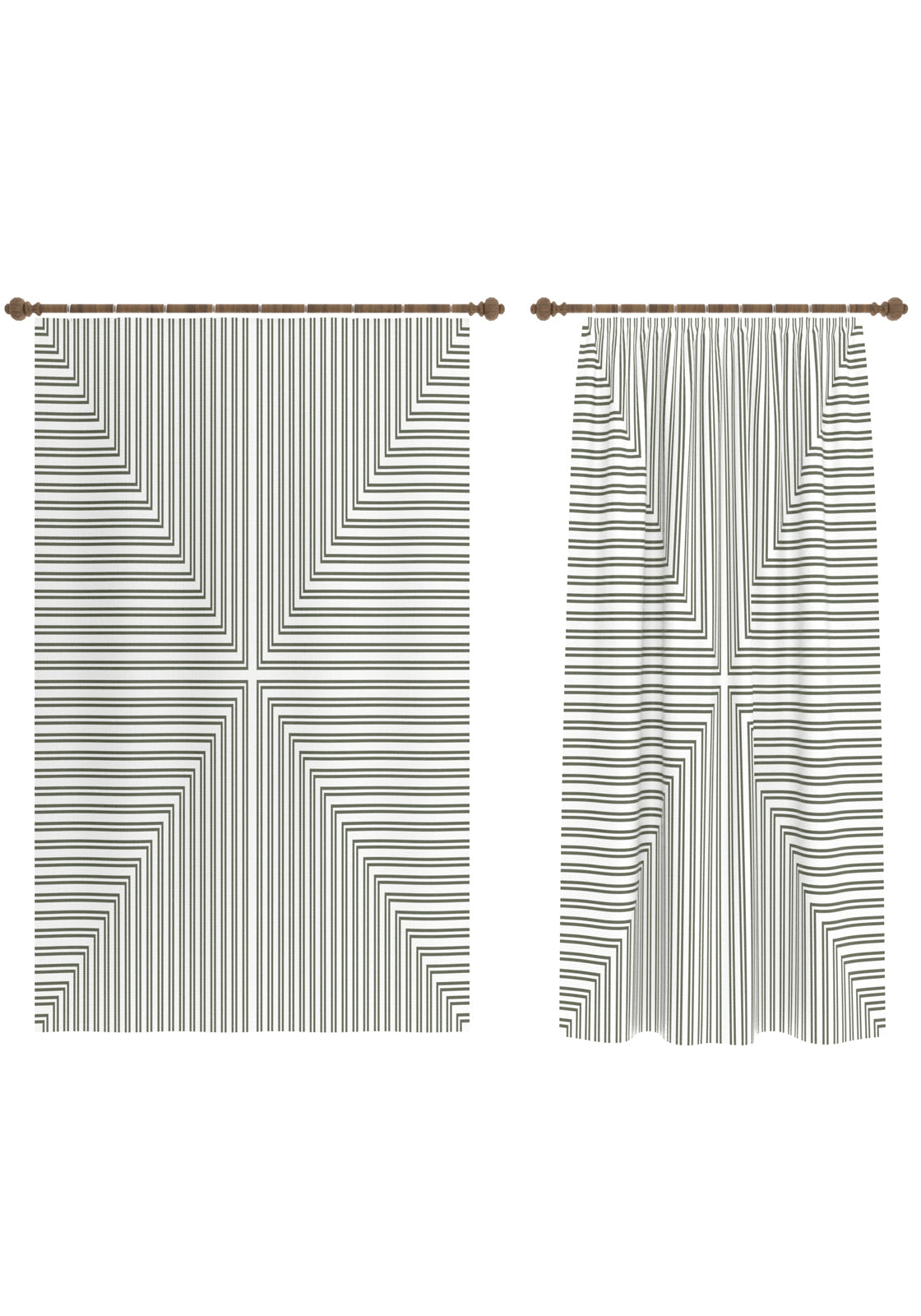 Kylie Green Striped Curtain