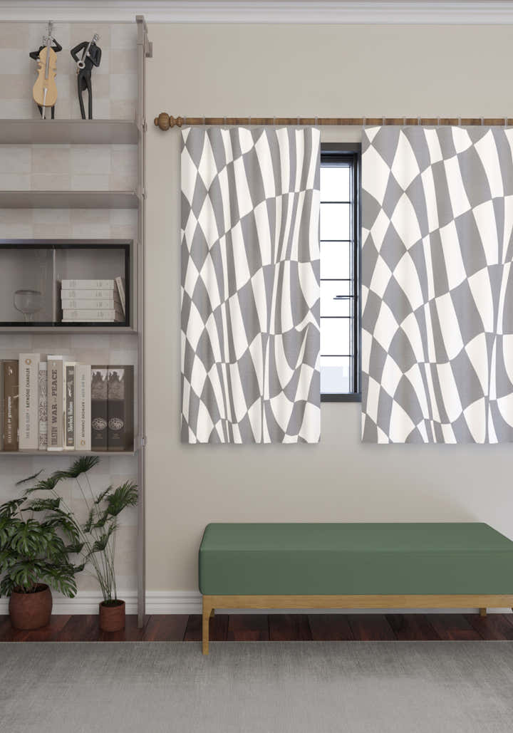 Mini Gray Geometric Curtain
