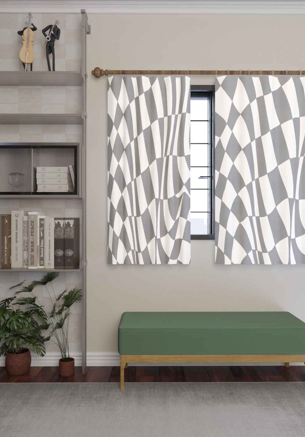 Mini Gray Geometric Curtain