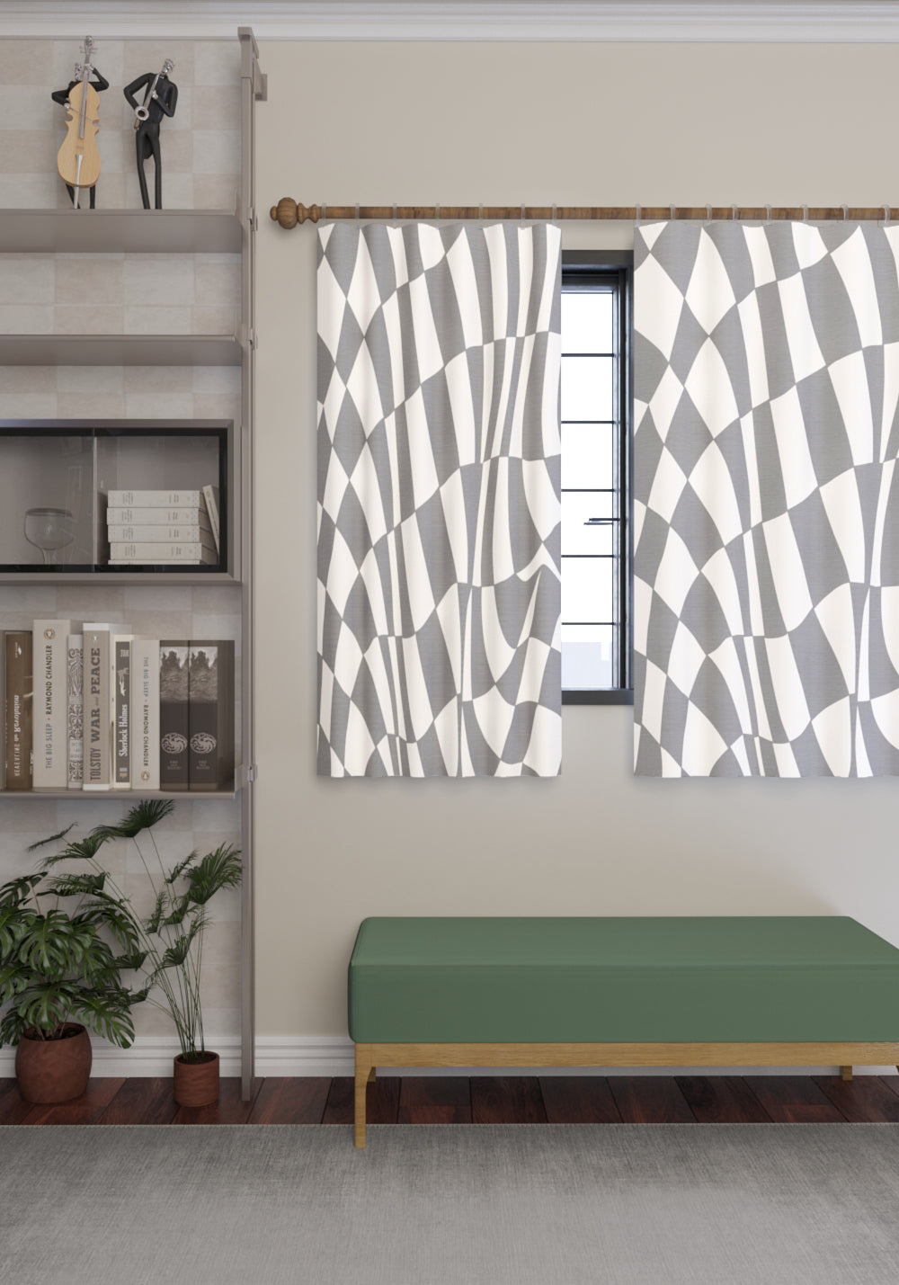 Mini Gray Geometric Curtain