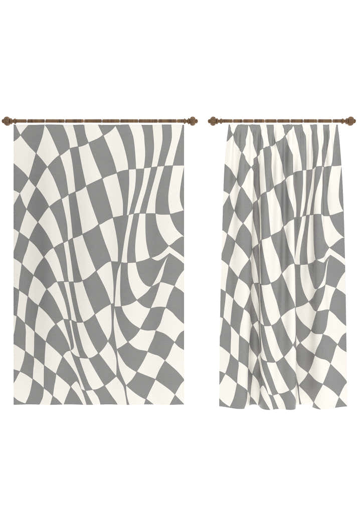 Mini Gray Geometric Curtain