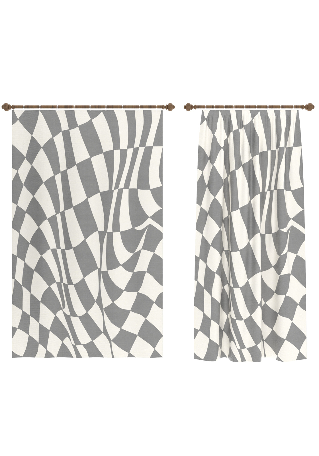 Mini Gray Geometric Curtain