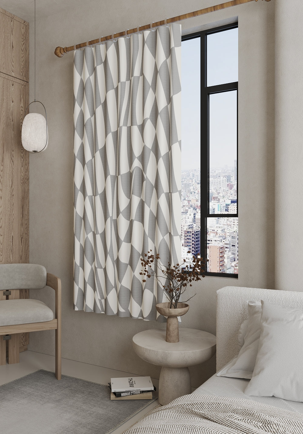 Mini Gray Geometric Curtain