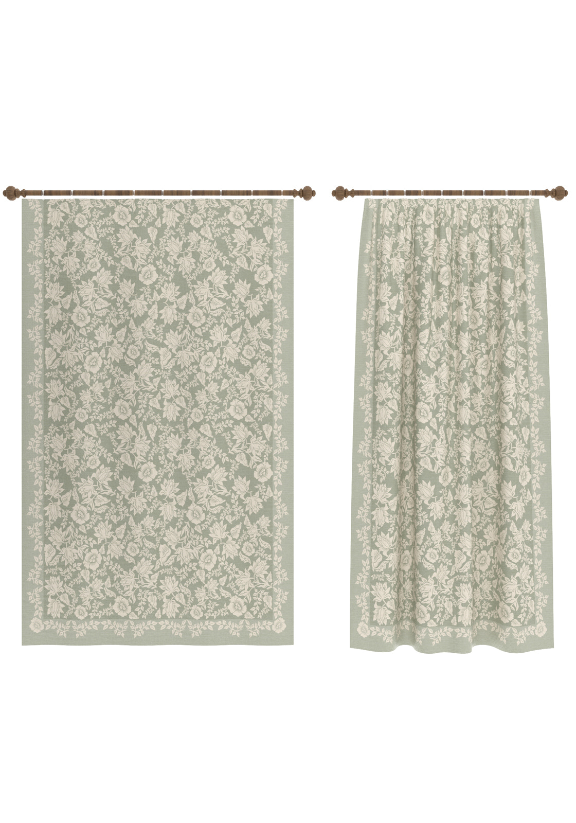 Minora Sage Green Floral Curtain