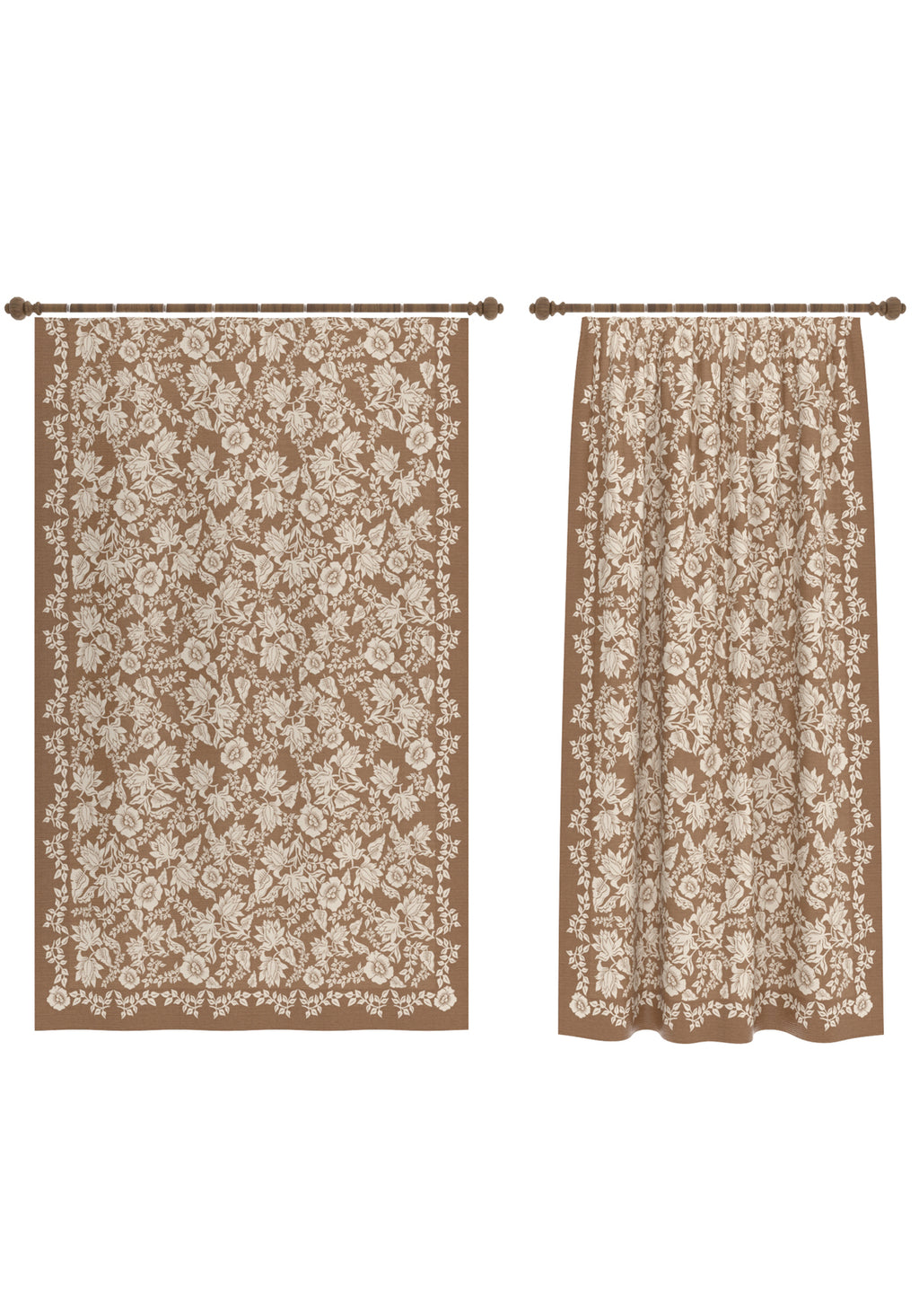 Minora Taupe Floral Curtain