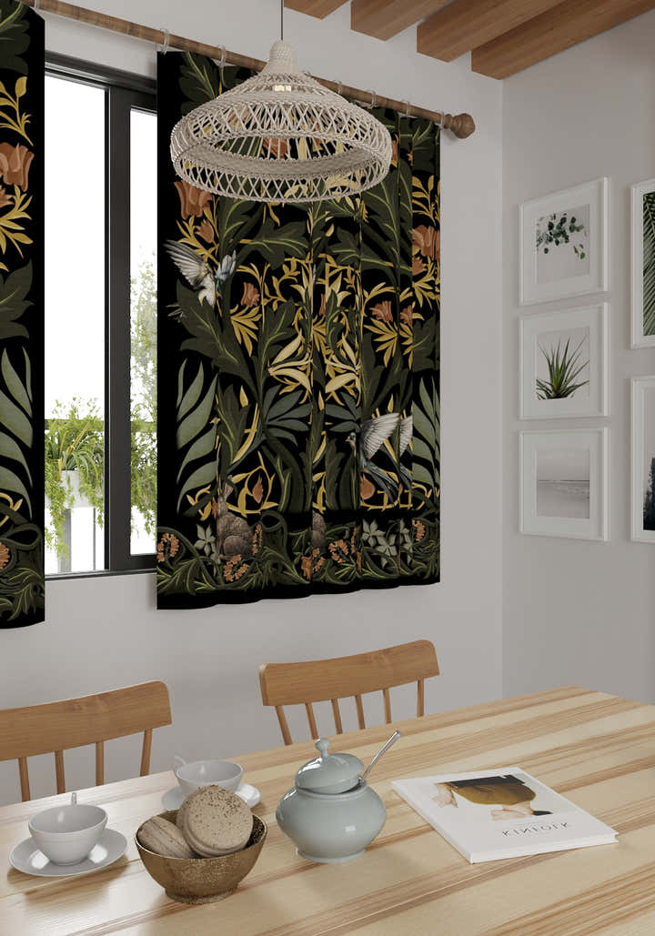 Merillo Black Botanical Curtain