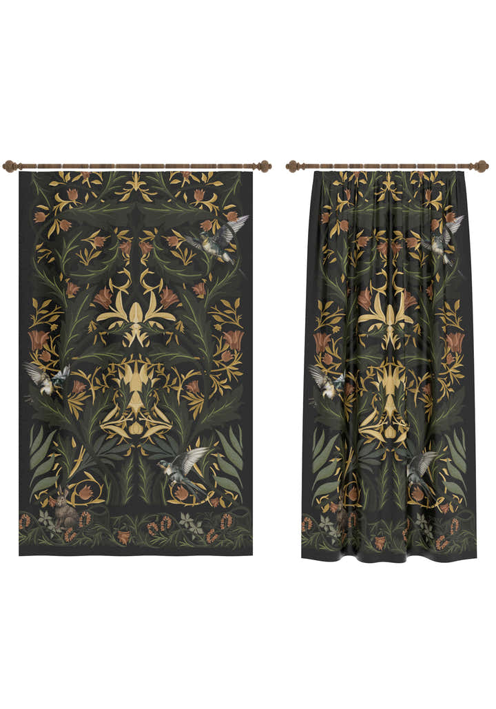 Merillo Black Botanical Curtain