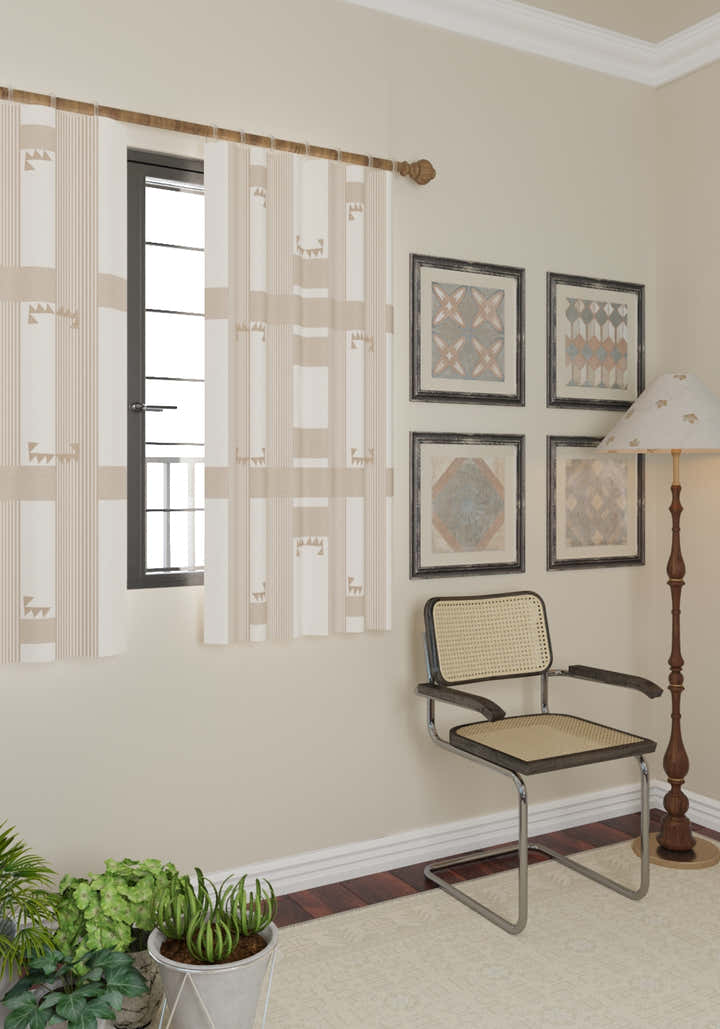 Nahla Geometric Oatmeal Curtain