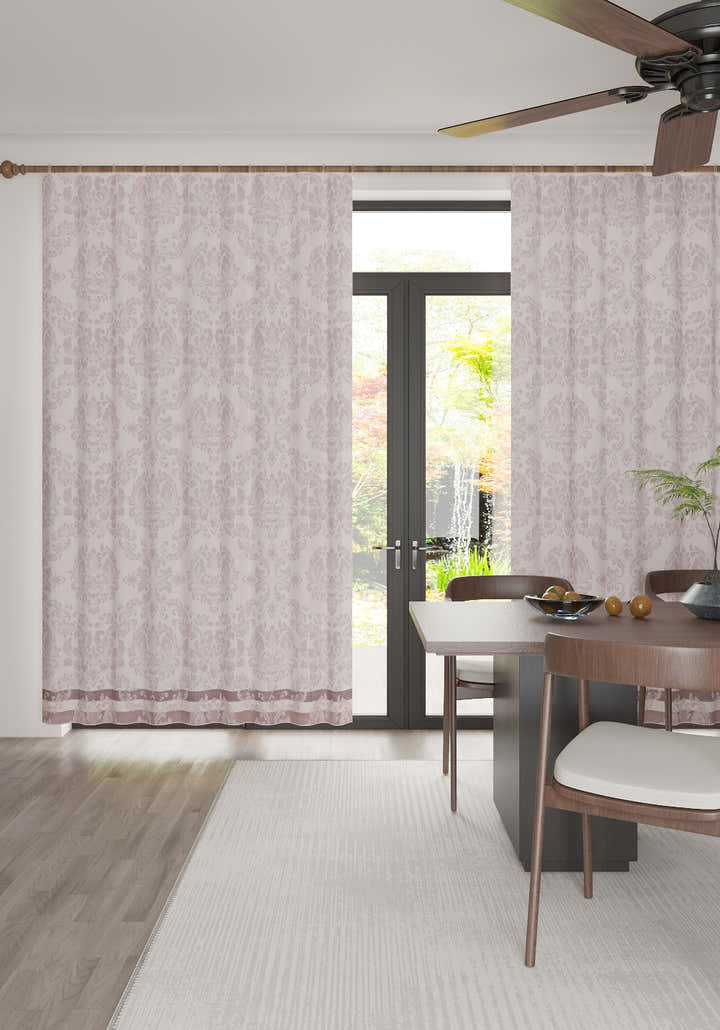 Liliane Blush Pink Damask Curtain