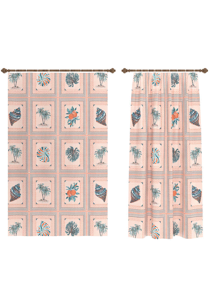 Marina Tropical Pink Curtain
