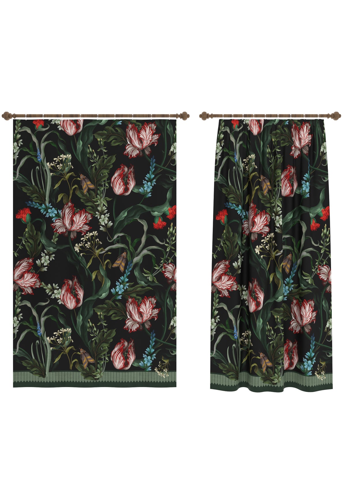 Evelina Black Botanical Curtain